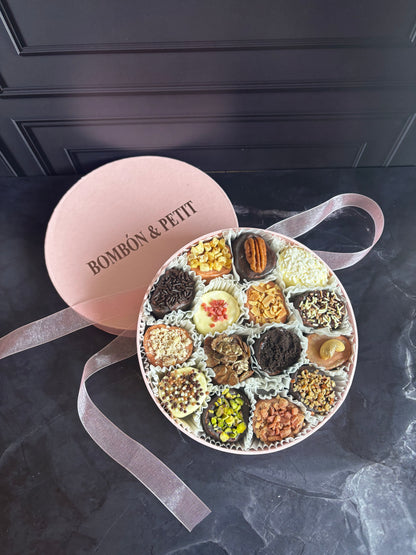 Caja Rosa Redonda · Bombones Gourmet