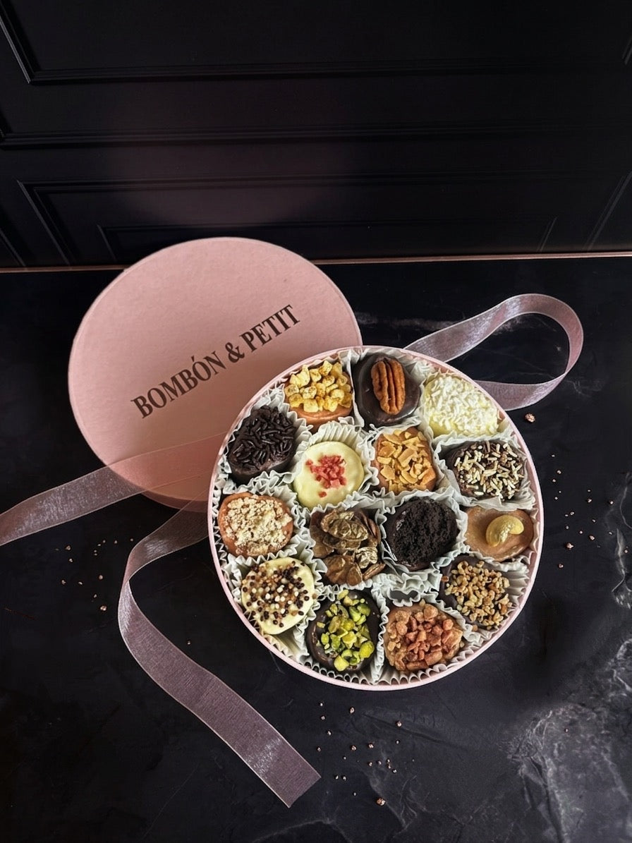 Caja Rosa Redonda · Bombones Gourmet