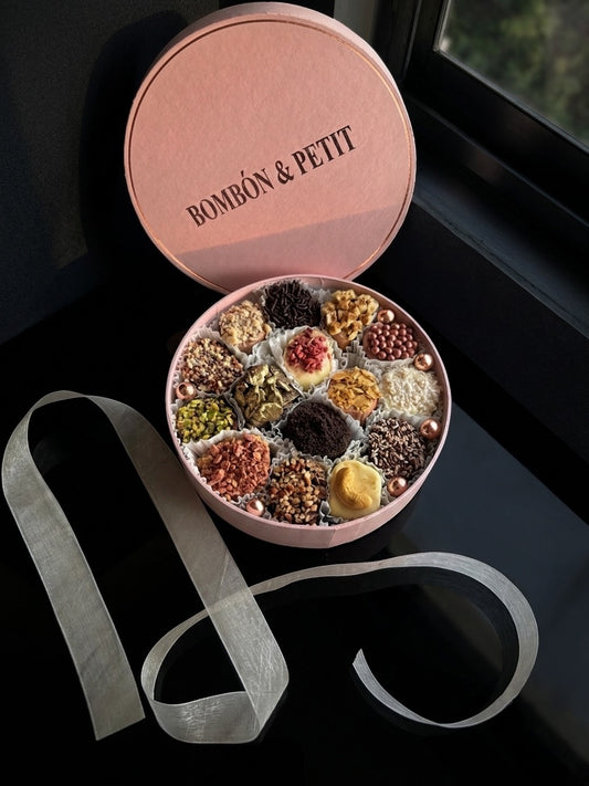 Caja Rosa Redonda · Bombones Gourmet